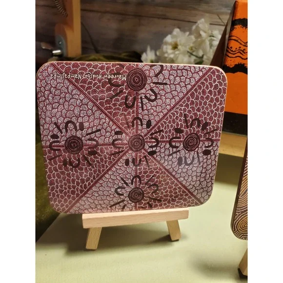 Yijan Australia Knowledge of the Dreaming Coasters Set 4 Aboriginal Art - Picture 5 of 6
